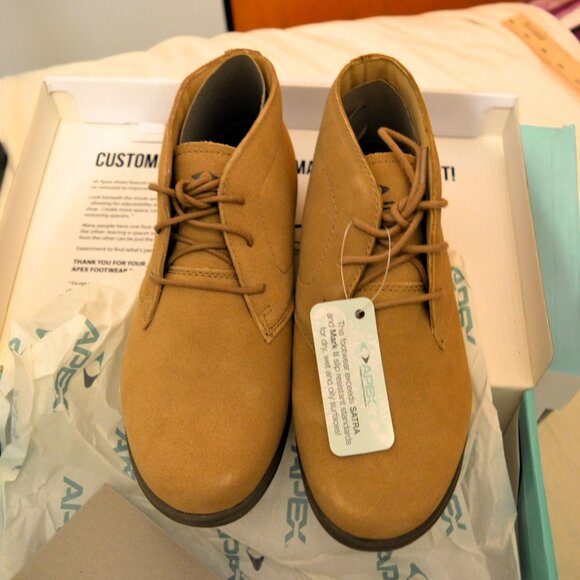 APEX Women's Paige Booties 6.5 (x-wide) Tan Suede Boot  diabetic orthotics - Picture 2 of 13